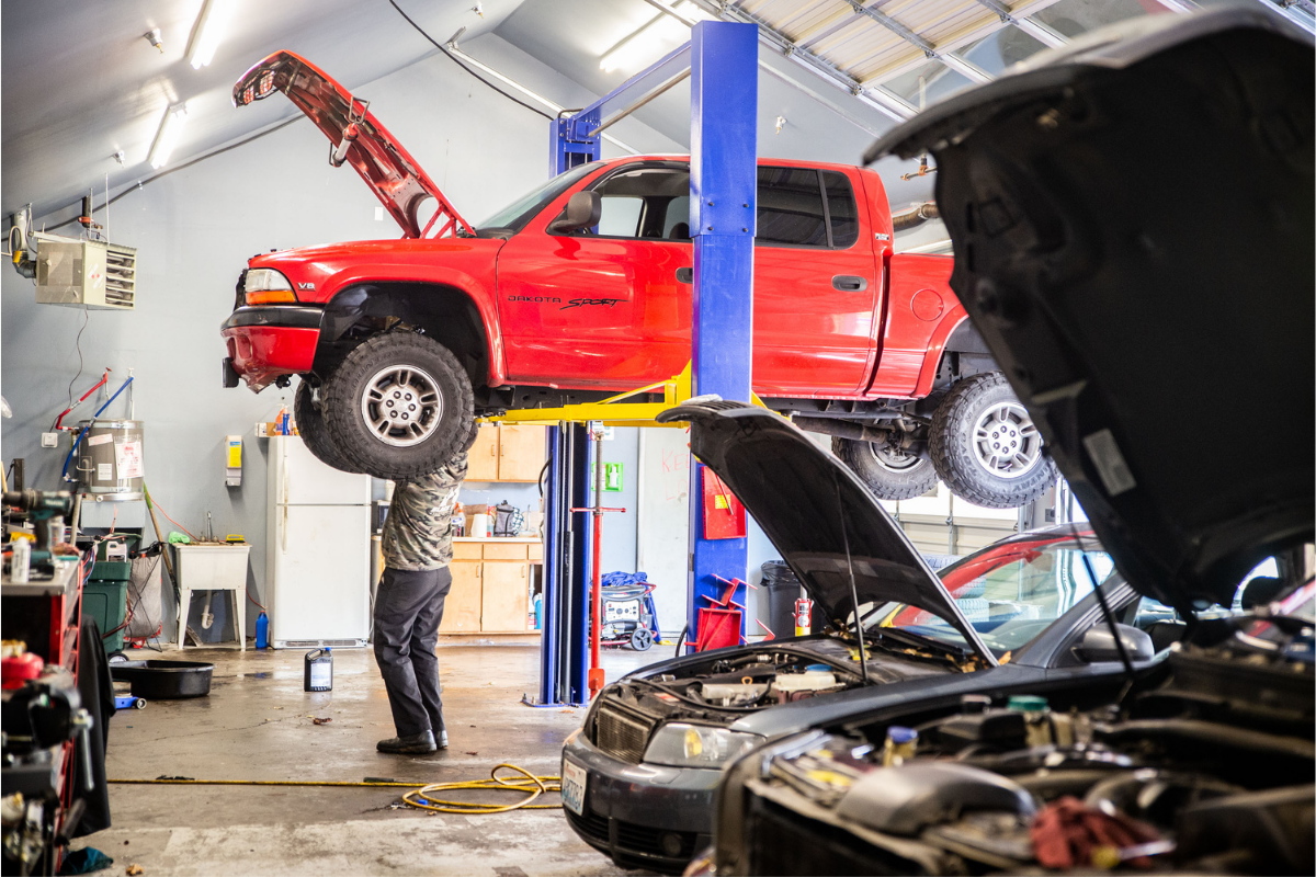 Damaged vehicle being evaluated for repairs after a Florida car accident
