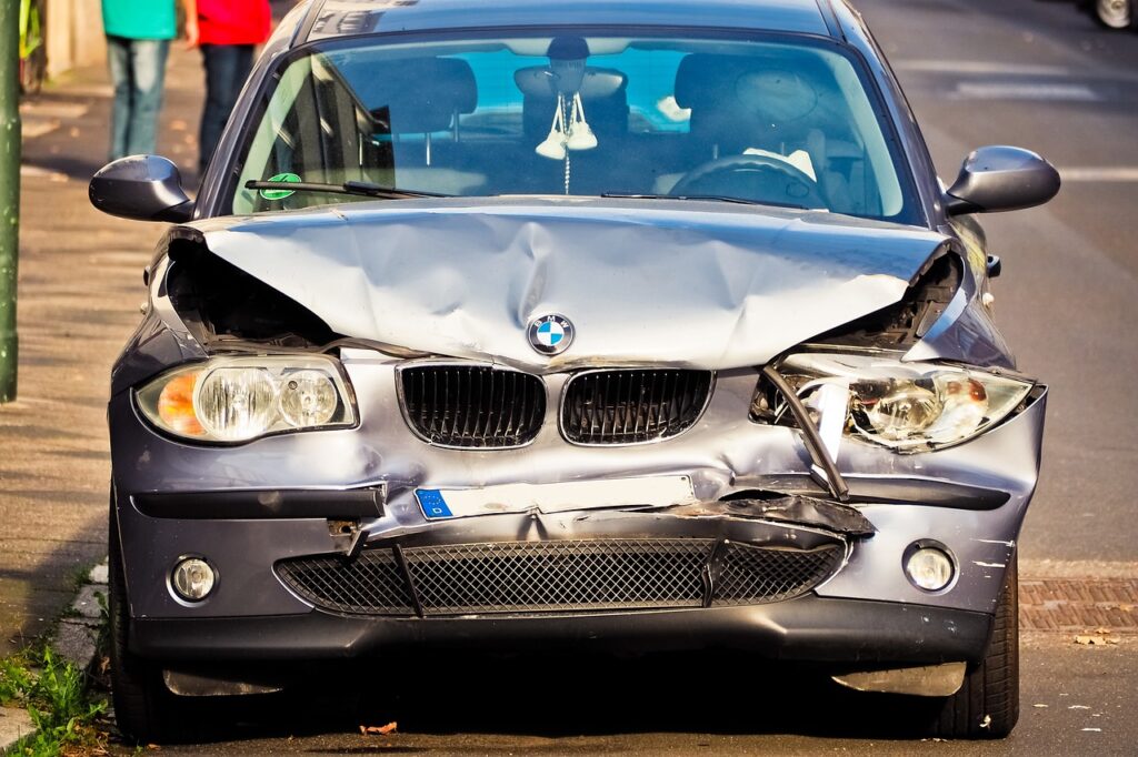 Car accident scene on a Fort Lauderdale road